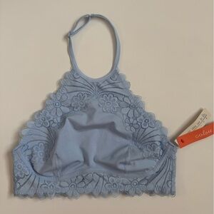 Colsie Women’s Seamless Blue Lace Bralette NWT Size Medium Halter Bra Top